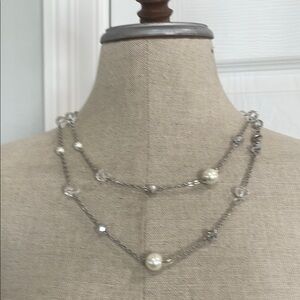 Vintage Y2K long beaded faux pearl Necklace